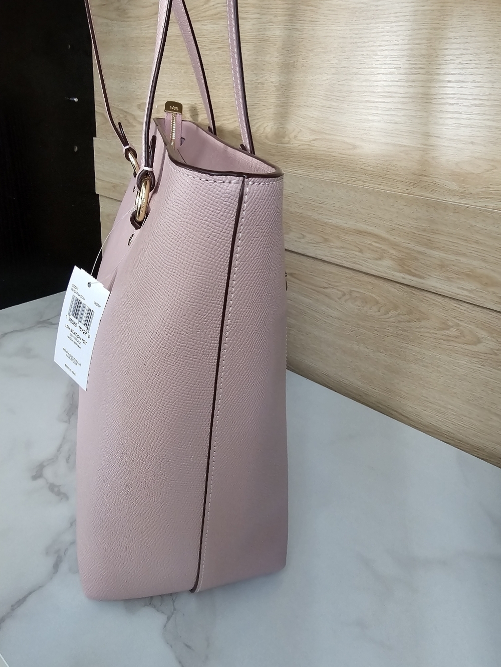 Coach Blush Pink Leather Tote with Front Pocket - Picture 6 of 13